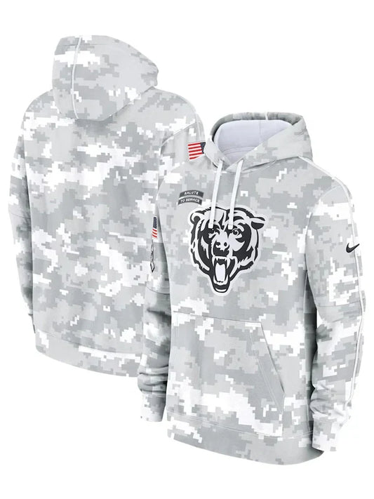 2024 Chicago Bears Arctic Camo Salute to Service Hoodie Recreated Edition