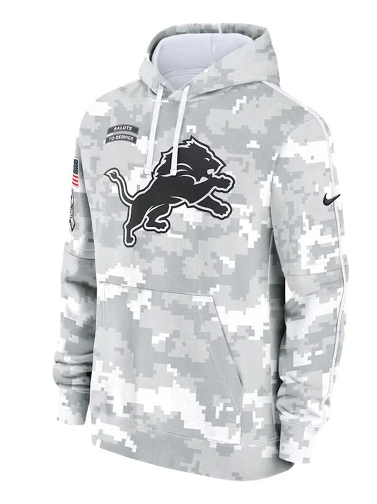 2024 Detroit Lions Arctic Camo Salute to Service Hoodie Recreated Edition