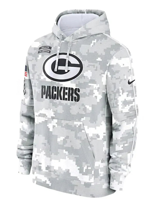 2024 Green Bay Packers Arctic Camo Salute to Service Hoodie Recreated Edition