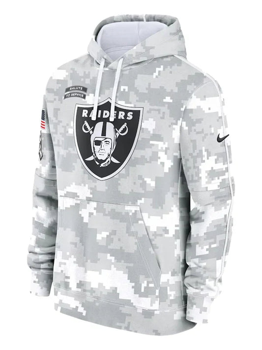 2024 Las Vegas Raiders Arctic Camo Salute to Service Hoodie Recreated Edition