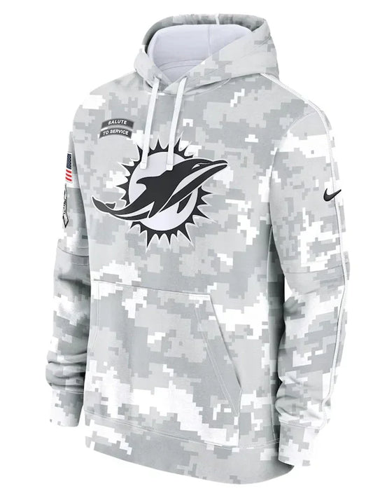 2024 Miami Dolphins Arctic Camo Salute to Service Hoodie Recreated Edition