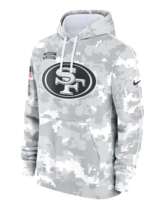 2024 San Francisco 49ers Arctic Camo Salute to Service Hoodie Recreated Edition