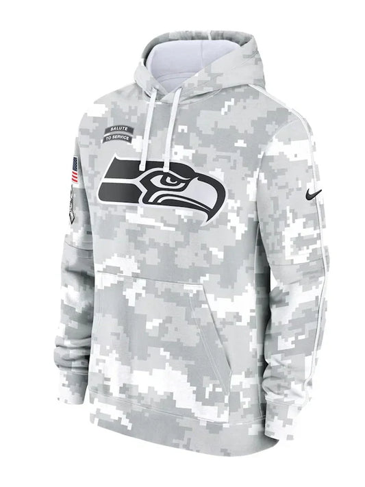 2024 Seattle Seahawks Arctic Camo Salute to Service Hoodie Recreated Edition
