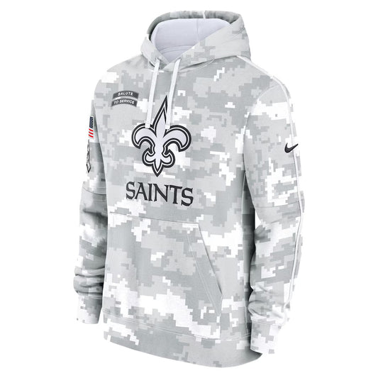 2024 New Orleans Saints Arctic Camo Salute to Service Hoodie Recreated Edition
