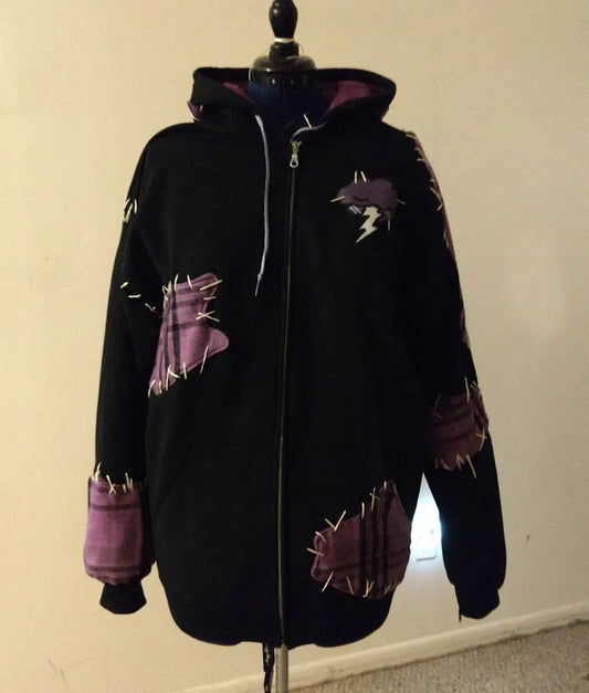 Virgil Sanders Zip-Up Black Hoodie With Patch (Recreated Edition)