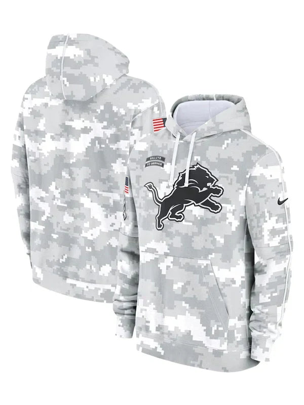 2024 Detroit Lions Arctic Camo Salute to Service Hoodie Recreated Edition