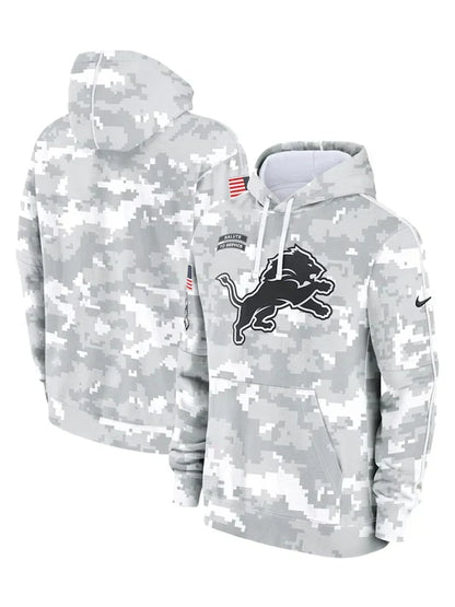2024 Detroit Lions Arctic Camo Salute to Service Hoodie Recreated Edition