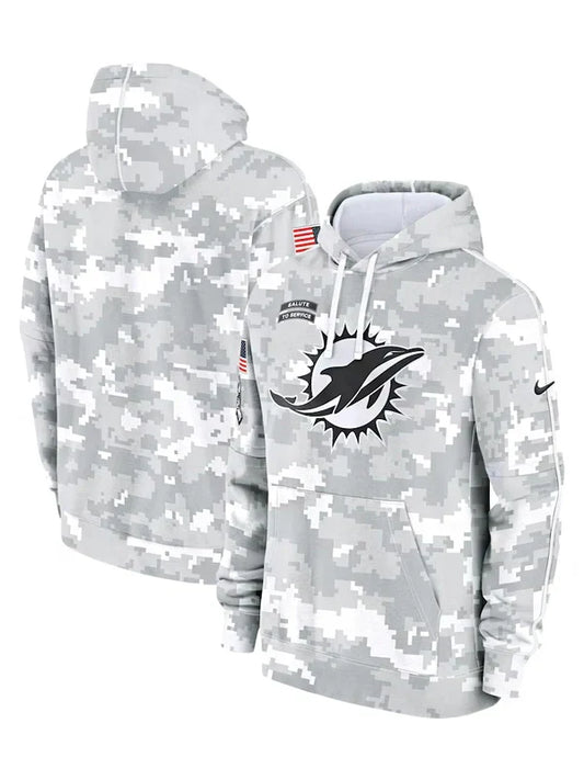 2024 Miami Dolphins Arctic Camo Salute to Service Hoodie Recreated Edition