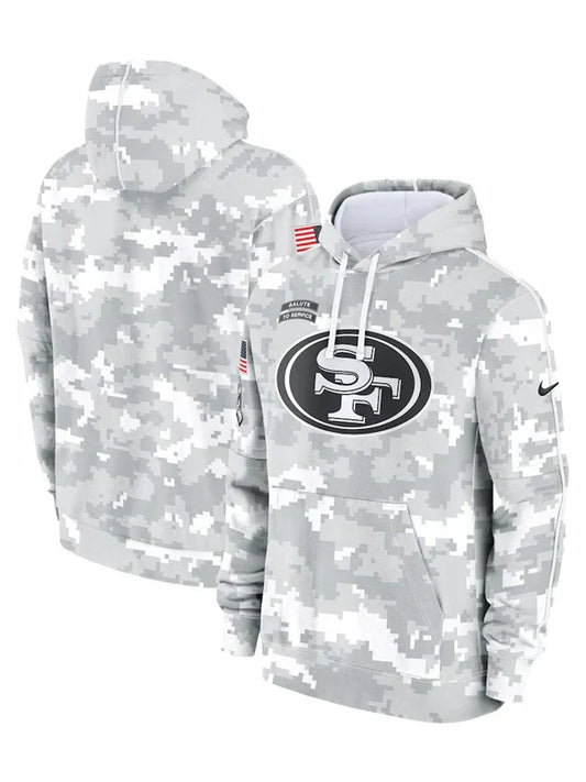 2024 San Francisco 49ers Arctic Camo Salute to Service Hoodie Recreated Edition