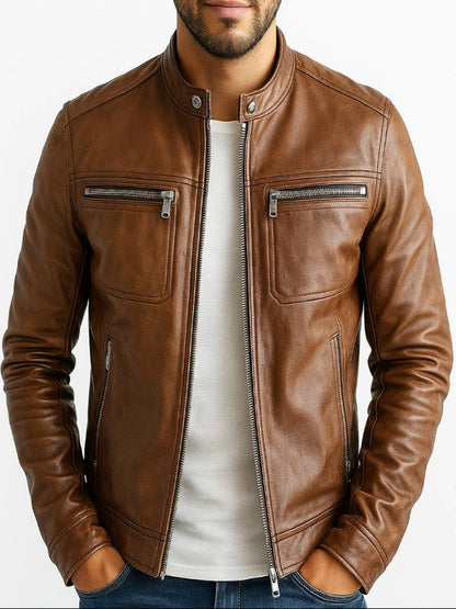 AleX Leather Brown Jacket – Men’s Premium Brown Leather Jacket