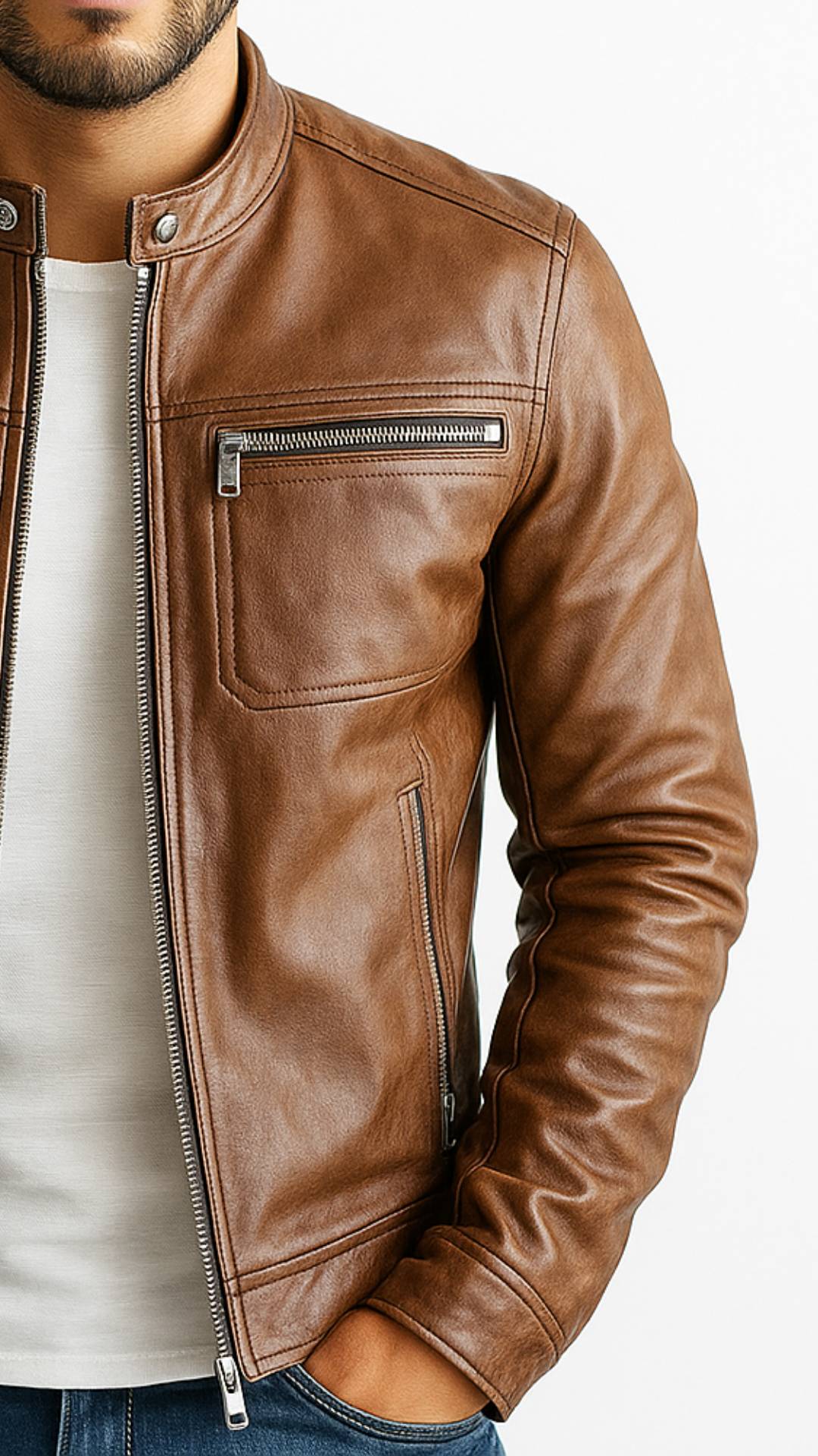 AleX Leather Brown Jacket – Men’s Premium Brown Leather Jacket