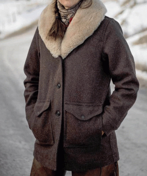 Beth Dutton Yellowstone Fur Shawl Collar Coat