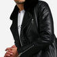 Men’s Leather Biker Jacket with Fur Collar