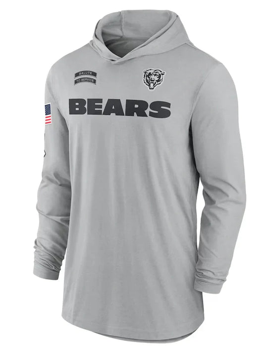 2024 Chicago Bears Salute to Service Long Sleeve Hooded T-Shirt