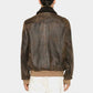 Men's Vintage Dark Brown Shearling Bomber Leather Jacket