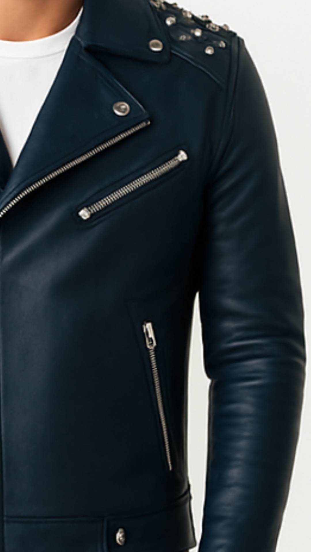 Aiden Blue Leather Jacket – Men’s Leather Jacket (Blue)