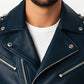 Aiden Blue Leather Jacket – Men’s Leather Jacket (Blue)