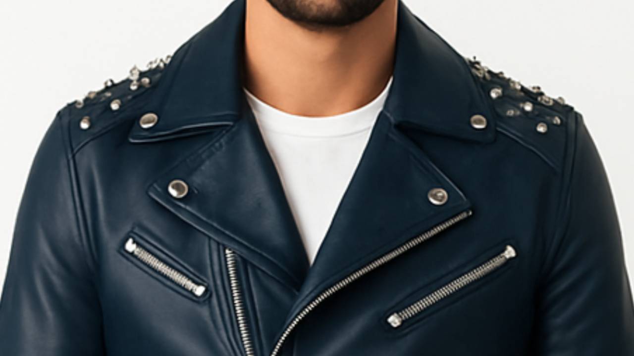 Aiden Blue Leather Jacket – Men’s Leather Jacket (Blue)