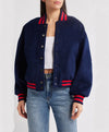 Women’s Royal Blue Tailored Fit Varsity Bomber Jacket