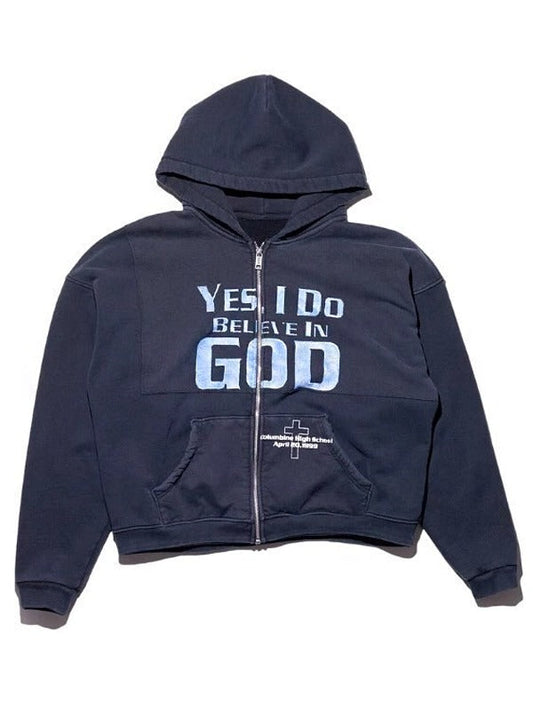 Yes I Do Believe In God Zip-Up Hoodie (Recreated Edition)
